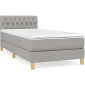 vidaXL Boxspring met matras stof lichtgrijs 80x200 cm