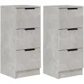 vidaXL Dressoirs 2 st 30x30x70 cm bewerkt hout betongrijs
