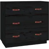 vidaXL Dressoir 80x40x75 cm massief grenenhout zwart