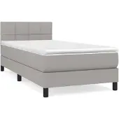 vidaXL Boxspring met matras stof lichtgrijs 100x200 cm