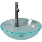vidaXL Wastafel met kraan en pop-up afvoer gehard glas transparant