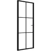 vidaXL Binnendeur 76x201,5 cm ESG-glas en aluminium zwart