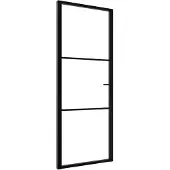 vidaXL Binnendeur 76x201,5 cm ESG-glas en aluminium zwart