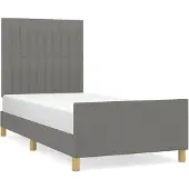 vidaXL Bedframe zonder matras 90x200 cm stof donkergrijs
