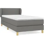 vidaXL Boxspring met matras stof donkergrijs 90x190 cm