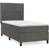 vidaXL Boxspring met matras fluweel donkergrijs 90x190 cm