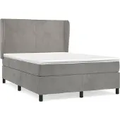 vidaXL Boxspringbed met matras, lichtgrijs, 140x190 cm, fluweel