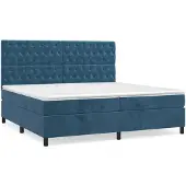 vidaXL Boxspring met matras fluweel donkerblauw 200x200 cm