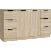 vidaXL Dressoirs 3 st bewerkt hout sonoma eiken