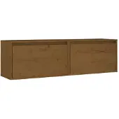 vidaXL Wandkasten 2 st 60x30x35 cm massief grenenhout honingbruin