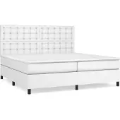 vidaXL Boxspring met matras kunstleer wit 200x200 cm