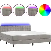 vidaXL Boxspring met matras en LED fluweel lichtgrijs 160x200 cm