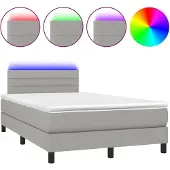 vidaXL Boxspring met matras en LED stof lichtgrijs 120x200 cm