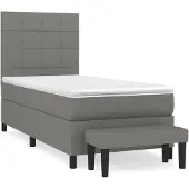 vidaXL Boxspring met matras stof donkergrijs 80x200 cm