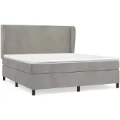 vidaXL Boxspring met matras fluweel lichtgrijs 160x200 cm