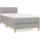 vidaXL Boxspring met matras stof lichtgrijs 80x200 cm