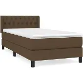 vidaXL Boxspring met matras stof donkerbruin 100x200 cm