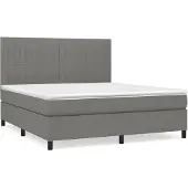 vidaXL Boxspring met matras stof donkergrijs 160x200 cm