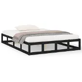 vidaXL Bedframe massief hout zwart 120x190 cm