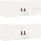 vidaXL Wandkasten 2 st 80x30x30 cm massief grenenhout wit