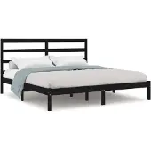 vidaXL Bedframe massief grenenhout zwart 200x200 cm