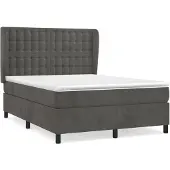 vidaXL Boxspring met matras fluweel donkergrijs 140x190 cm