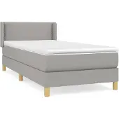 vidaXL Boxspring met matras stof lichtgrijs 100x200 cm
