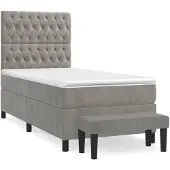 vidaXL Boxspring met matras fluweel lichtgrijs 100x200 cm