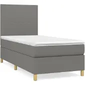 vidaXL Boxspring met matras stof donkergrijs 100x200 cm