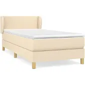 vidaXL Boxspring met matras stof crèmekleurig 90x200 cm