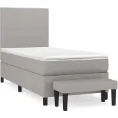 vidaXL Boxspring met matras stof lichtgrijs 80x200 cm