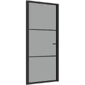 vidaXL Binnendeur 93x201,5 cm ESG-glas en aluminium zwart