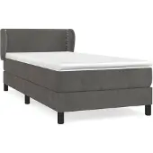 vidaXL Boxspring met matras fluweel donkergrijs 90x200 cm
