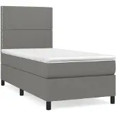 vidaXL Boxspring met matras stof donkergrijs 90x200 cm