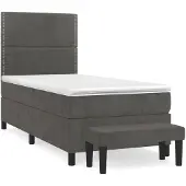 vidaXL Boxspring met matras fluweel donkergrijs 90x190 cm
