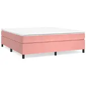 vidaXL Boxspringbed met matras, roze, 200x200 cm, fluweel