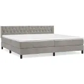 vidaXL Boxspring met matras fluweel lichtgrijs 200x200 cm