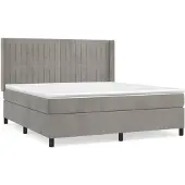 vidaXL Boxspring met matras fluweel lichtgrijs 180x200 cm