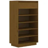 vidaXL Schoenenkast 60x34x105 cm massief grenenhout honingbruin