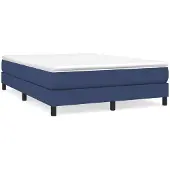 vidaXL Boxspring met matras stof blauw 140x190 cm