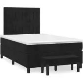 vidaXL Boxspring met matras fluweel zwart 120x200 cm