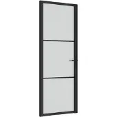 vidaXL Binnendeur 76x201,5 cm matglas en aluminium zwart