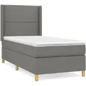 vidaXL Boxspring met matras stof donkergrijs 100x200 cm
