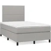 vidaXL Boxspring met matras stof lichtgrijs 120x200 cm