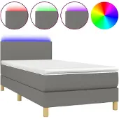 vidaXL Boxspring met matras en LED stof donkergrijs 80x200 cm