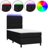 vidaXL Boxspring met matras en LED stof zwart 100x200 cm