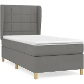 vidaXL Boxspring met matras stof donkergrijs 80x200 cm