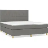 vidaXL Boxspring met matras stof donkergrijs 180x200 cm