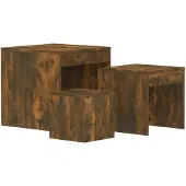 vidaXL 3-delige Tafeltjesset bewerkt hout gerookt eikenkleurig