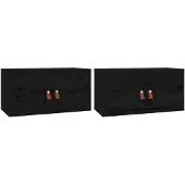 vidaXL Wandkasten 2 st 60x30x30 cm massief grenenhout zwart